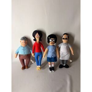 Bob's Burgers 11" plush Lot of 4- Tina Bob Linda and Uncle Teddy (clean, EUC)